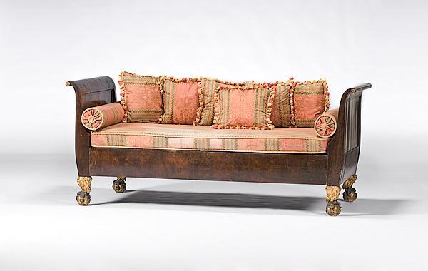 Appraisal: LATE CLASSICAL SLEIGH BED Continental ca - a mahogany sleigh