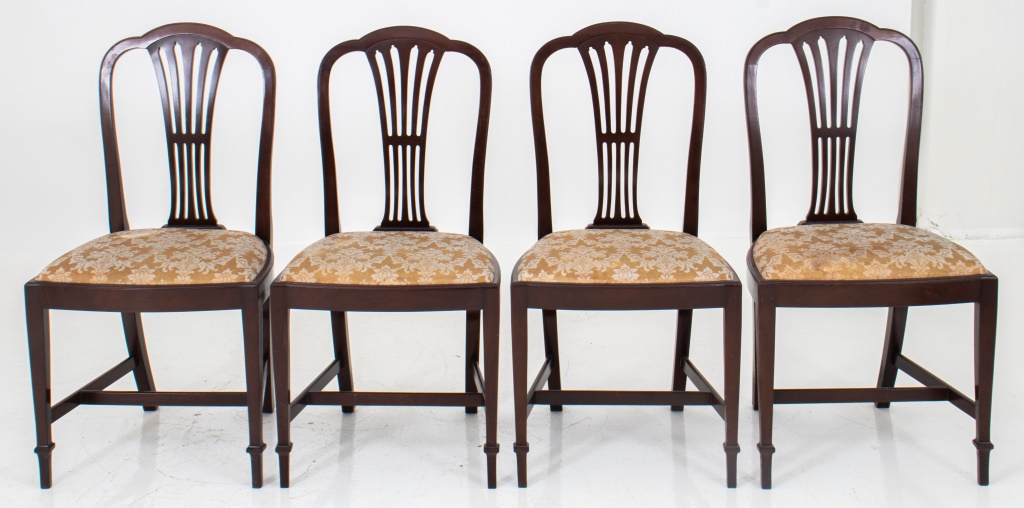 Appraisal: GEORGE III SHERATON STYLE MAHOGANY CHAIRS Set of four George