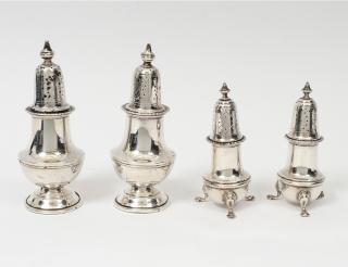 Appraisal: TWO PAIRS OF STERLING SILVER SALT AND PEPPER SHAKERS American