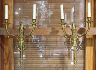 Appraisal: Pair of Empire style ormolu sconces Pair of Empire style