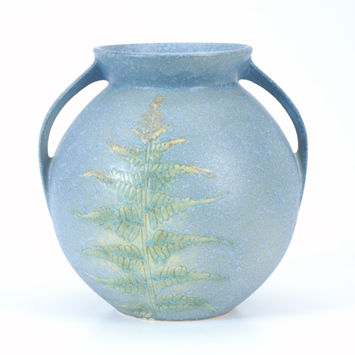 Appraisal: ROSEVILLE Blue Windsor spherical vase crisply decorated with ferns on