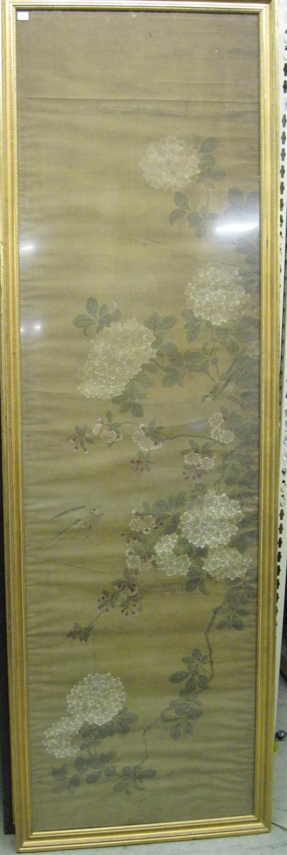 Appraisal: Chinese painting on silkDepicting flowering branches and birds framed and