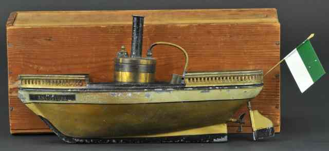 Appraisal: SCHOENNER RIVER BOAT WITH BOX Germany c live steam powered