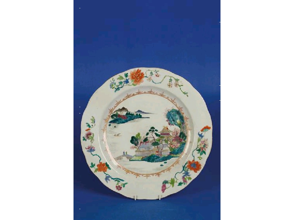 Appraisal: A CHINESE EXPORT FAMILLE ROSE DISH decorated in polychrome and