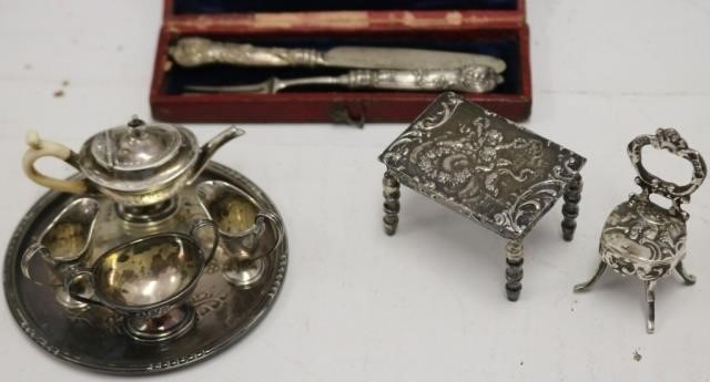 Appraisal: LARGE LOT OF MINIATURE STERLING SILVER ITEMS TOINCLUDE A CA