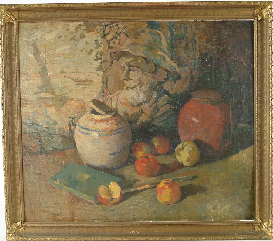 Appraisal: MCCURDY American th Century STILL LIFE WITH PORTRAIT AND GINGER