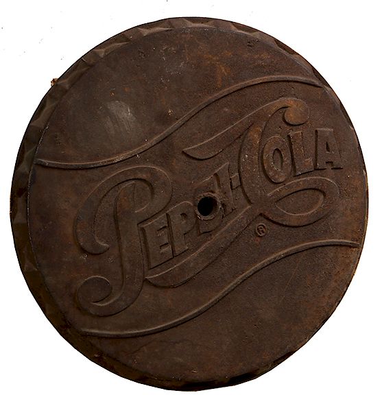 Appraisal: PEPSI-COLA CAST IRON STREET SIGN BASE PEPSI-COLA CAST IRON STREET