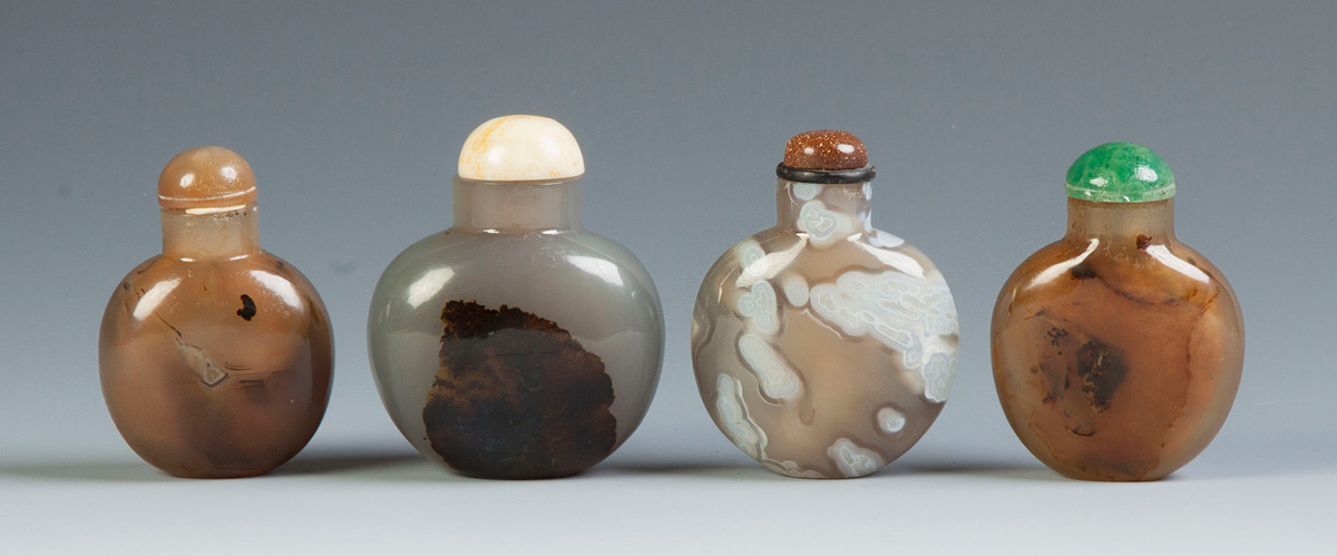 Appraisal: Four Chinese Agate Snuff Bottles