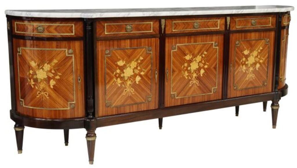 Appraisal: French Louis XVI style marble-top rosewood sideboard th c having