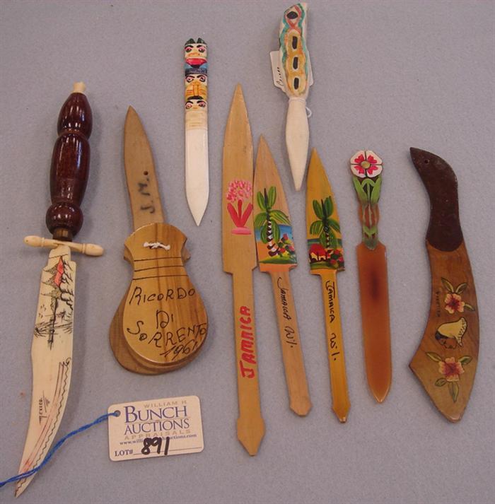 Appraisal: Lot of vintage souvenir letter openers Including Mexico Jamaica Capri