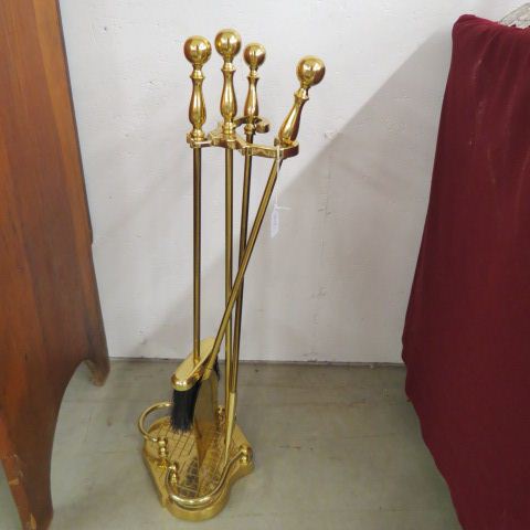 Appraisal: Brass Fireplace Tool Set