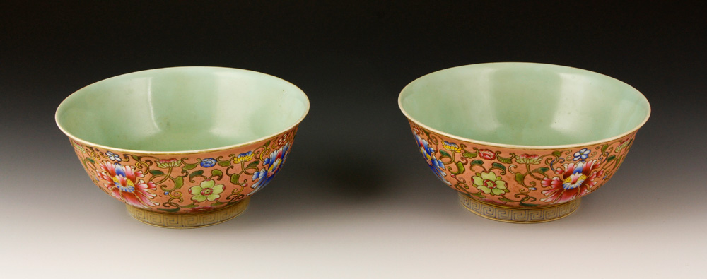 Appraisal: - Pr Chinese Famille Rose Bowls Pair of Chinese famille