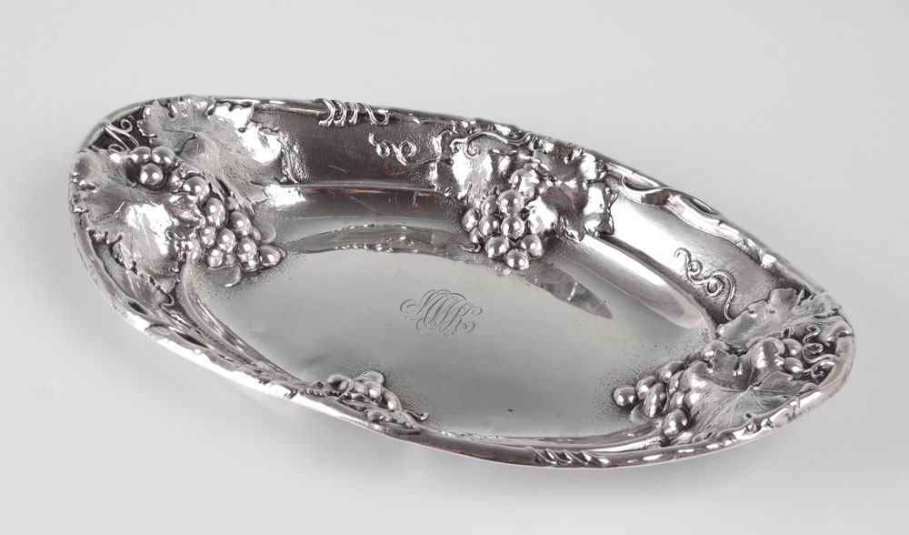 Appraisal: MAUSER STERLING ART NOUVEAU GRAPE VINE TRAY In a grape