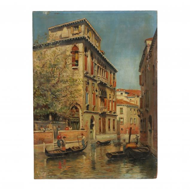 Appraisal: ITALIAN SCHOOL CIRCA A VENETIAN SCENE WITH GONDOLAS Oil on