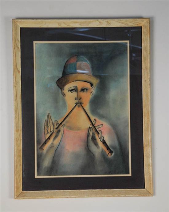 Appraisal: Boy with Flutes Pastel signed S Sch H W