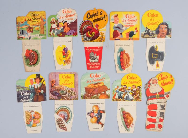 Appraisal: s Coca-Cola Thanksgiving Themed Diecut Inserts Includes ten diecut inserts