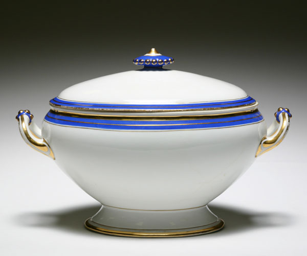 Appraisal: Haviland soup tureen with cobalt and gilt trim US Grant