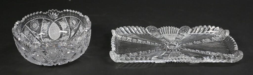 Appraisal: CUT GLASS BOWL TRAYCut glass bowl and tray Bowl H