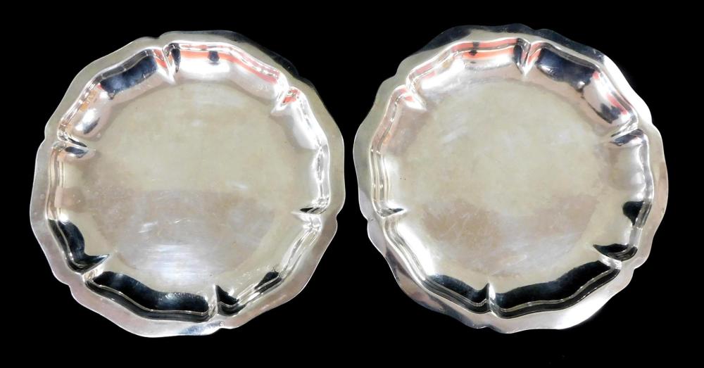 Appraisal: STERLING Pair of English sterling silver salvers by Robert Garrard