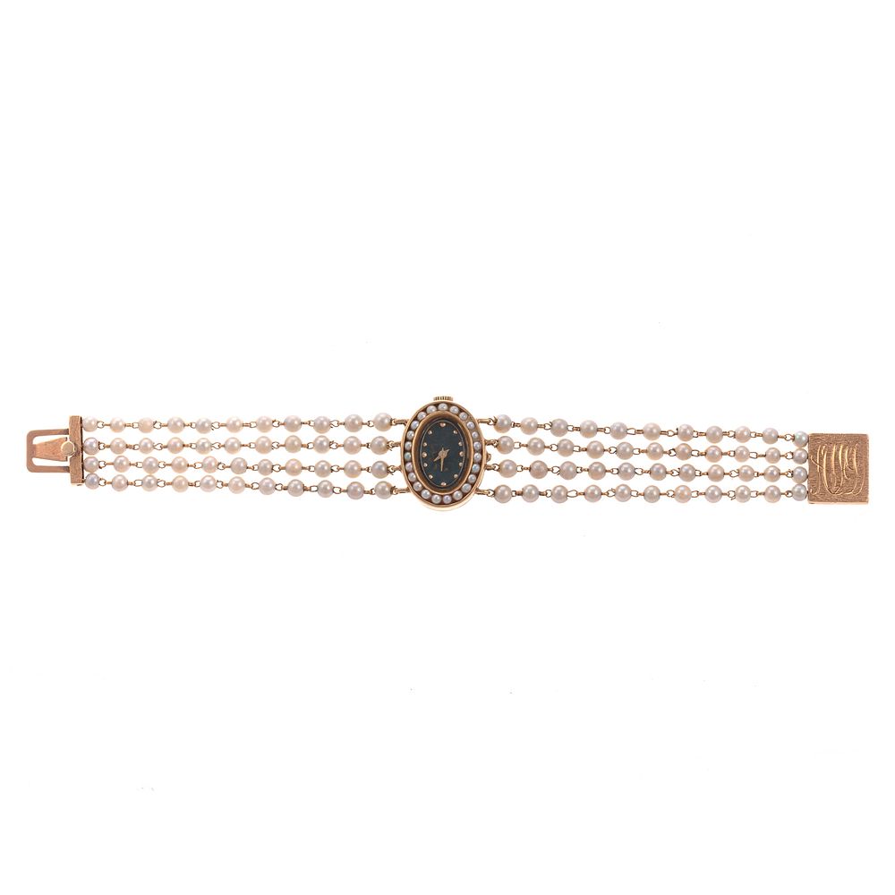 Appraisal: A Lucien Piccard Pearl Dress Watch in K K yellow