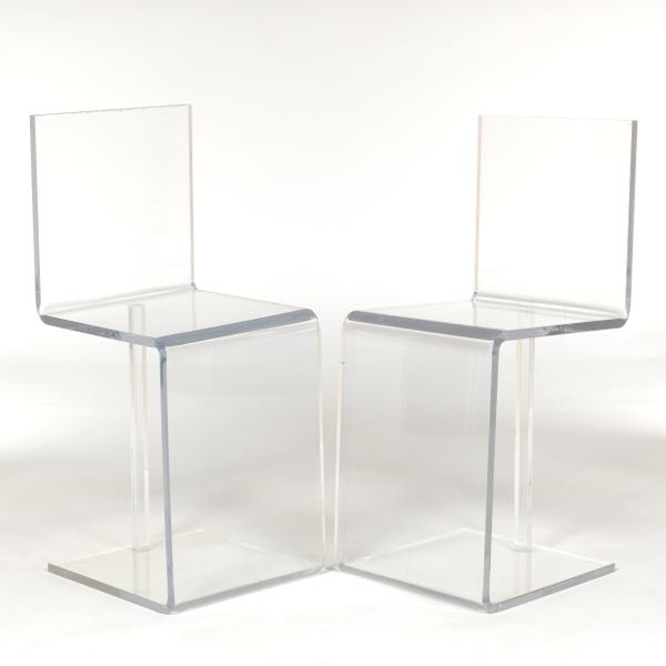 Appraisal: PAIR OF LUCITE CHAIRS x x Two lucite cantilevered chairs