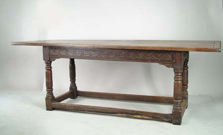 Appraisal: ENGLISH OAK CARVED TH CENTURY REFRECTORY TABLE Long narrow table