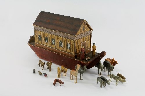 Appraisal: A painted and decorated Noah's Ark with Noah and wife