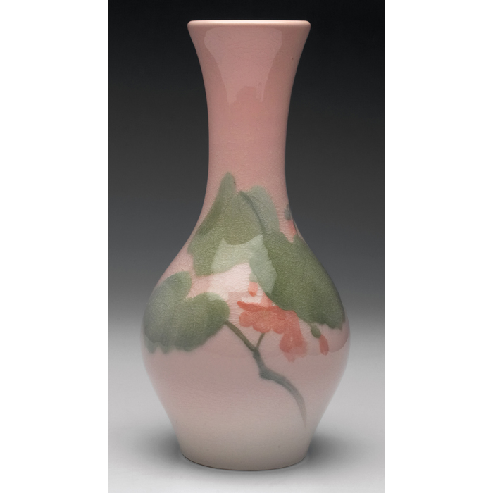 Appraisal: Rookwood vase bulbous shape Iris glaze with a nicely painted