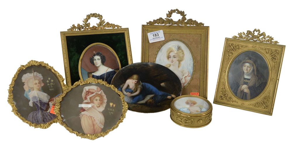 Appraisal: Seven Piece Group of Miniature Paintings to include a round