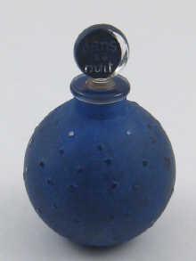 Appraisal: A cobalt blue frosted glass scent bottle engraved ' Lalique