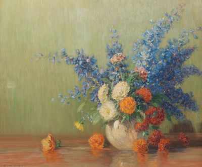 Appraisal: Gustave Adolph Wiegand American - Summer Flowers Oil on canvas