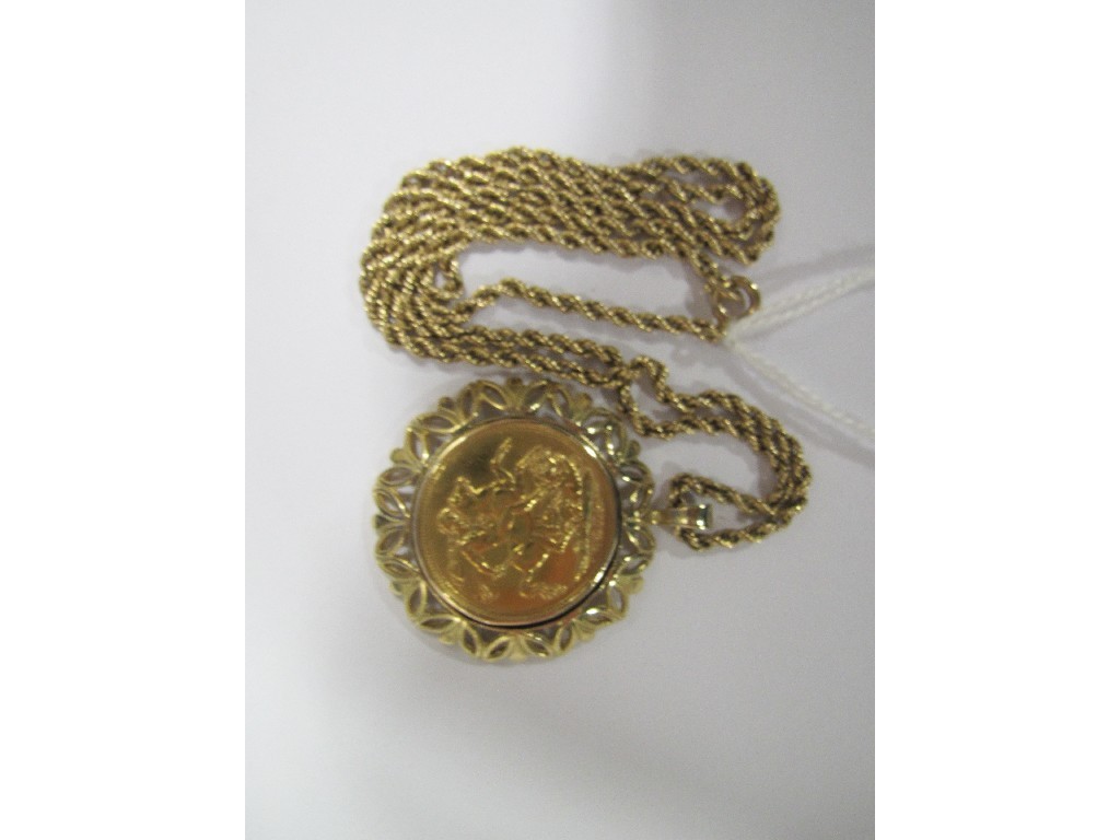 Appraisal: Edward VII head sovereign dated in ct gold pendant mount