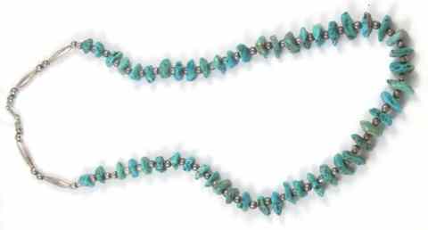 Appraisal: A NAVAJO TURQUOISE SILVER BEADED NECKLACE length '' with well