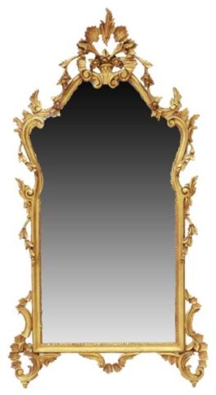 Appraisal: Italian Louis XV style giltwood mirror th c having carved