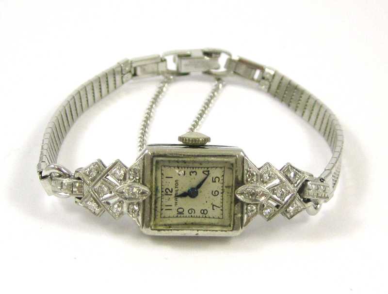 Appraisal: LADY'S HAMILTON DIAMOND AND WHITE GOLD CASE WRIST WATCH Hamilton