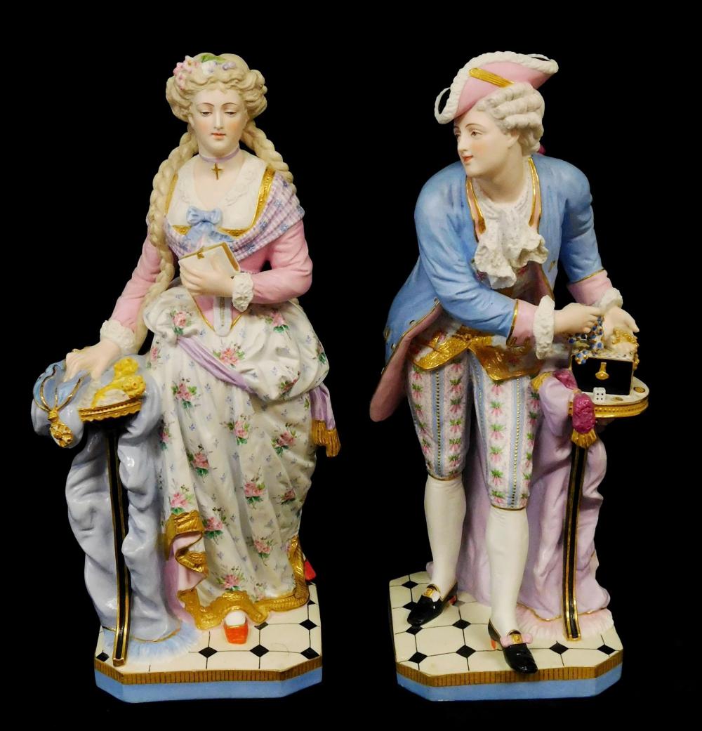 Appraisal: Two Parisian style bisque porcelain figures both in polychrome and