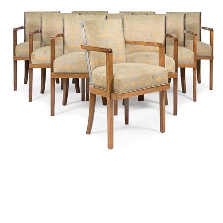 Appraisal: Jacques Adnet French - Set of Ten Dining Chairs circa