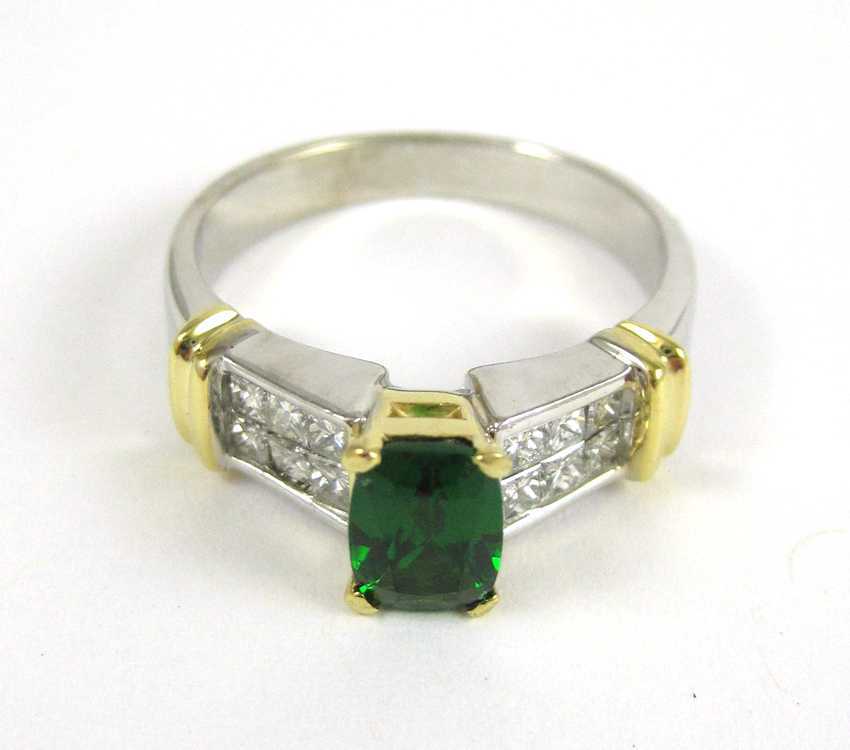 Appraisal: CHROME DIOPSIDE AND DIAMOND RING k white and yellow gold