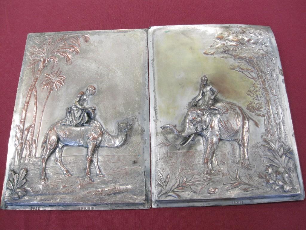 Appraisal: Four plated embossed Plaques two with camels and two with