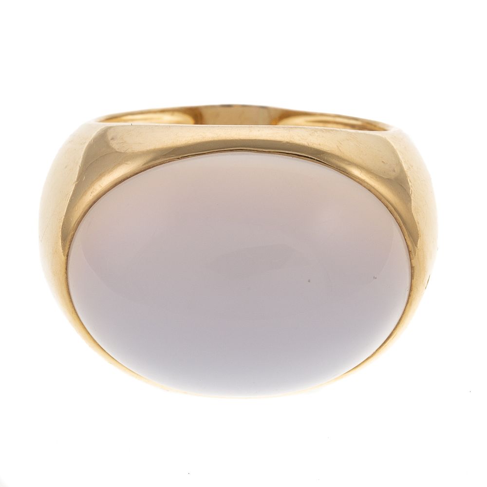 Appraisal: A Bold Cabochon Chalcedony Ring in K K yellow gold