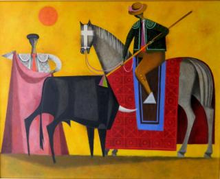 Appraisal: John Ulbricht oil John Ulbricht American - - ''Picadors and