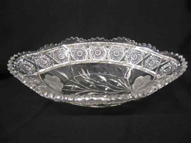 Appraisal: Cut Glass Fruit Bowl oval floral with starburst border ''