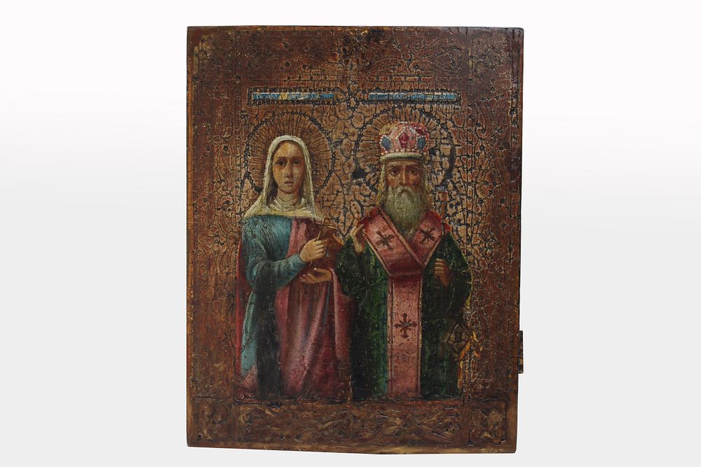 Appraisal: th C Russian Icon of Two Saints th C Russian