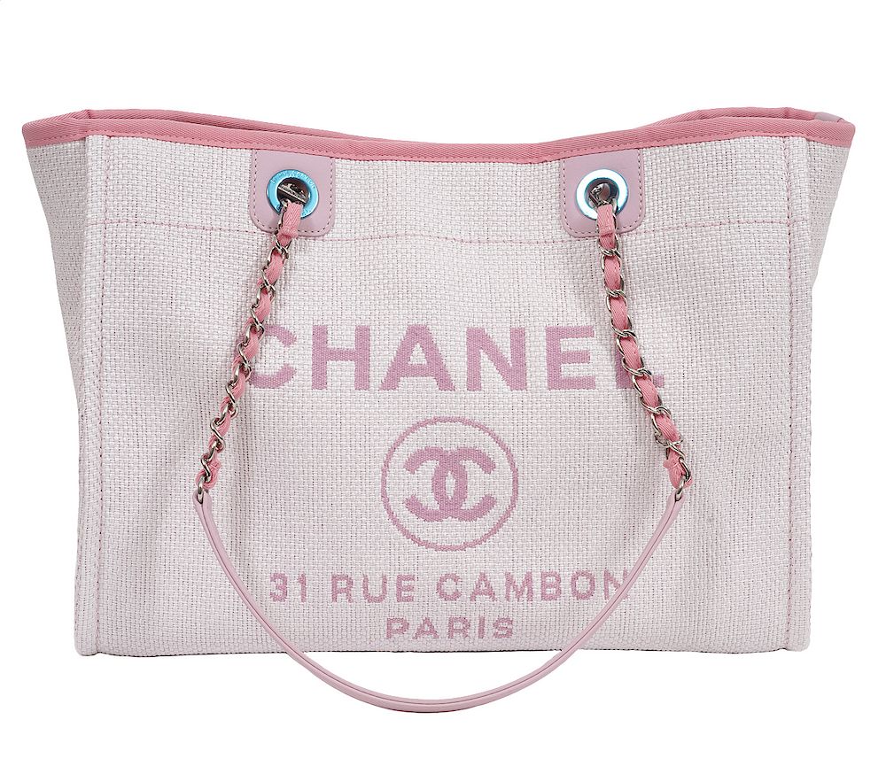 Appraisal: Chanel Pink Deauville Tote Cruise Collection Chanel Pink Deauville Tote