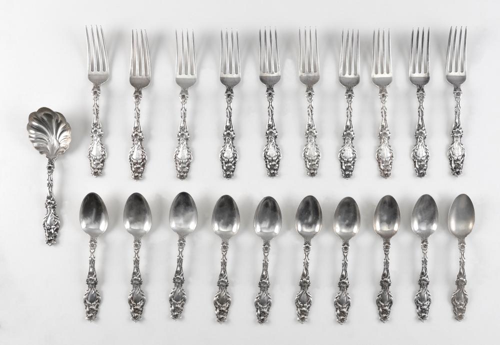 Appraisal: WHITING LILY STERLING SILVER DESSERT SET APPROX TROY OZ WEIGHABLEWHITING