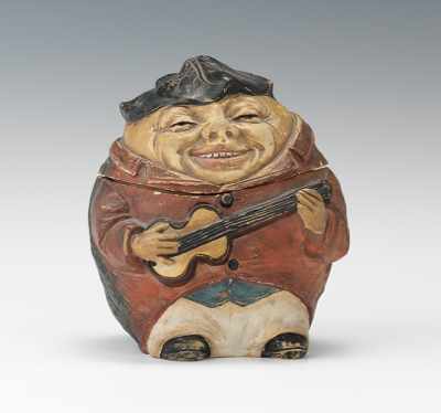 Appraisal: A Johann Maresch Melon-Man Figural Humidor Ceramic with polychrome pigments