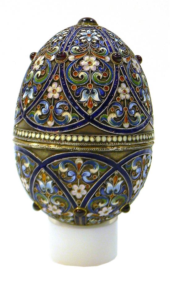 Appraisal: RUSSIAN SILVER Pavel Ovchinnikov Moscow - Russian enameled egg silver