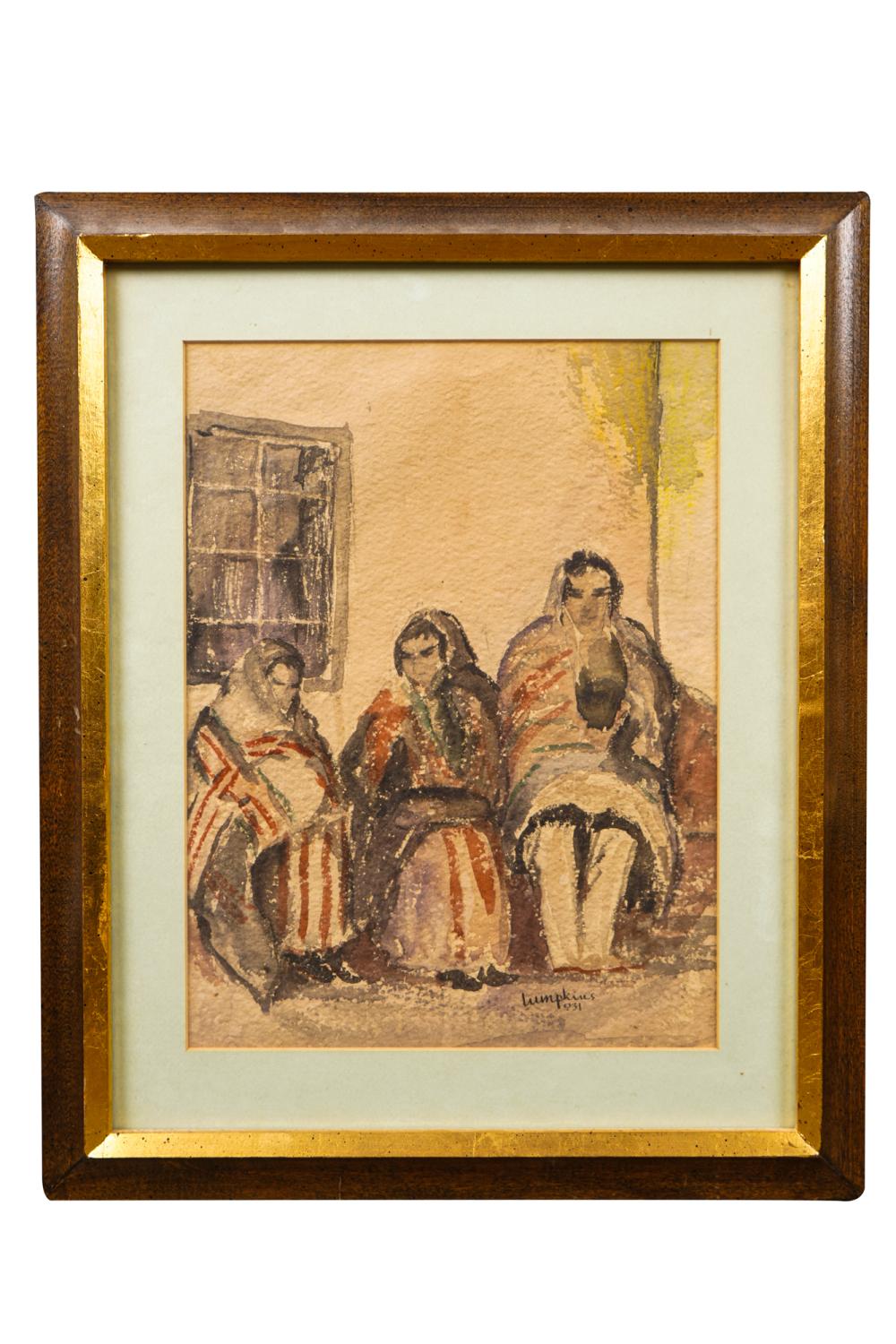 Appraisal: LUMPKINS SEATED WOMENpossibly William Thomas Lumpkins - watercolor on paper