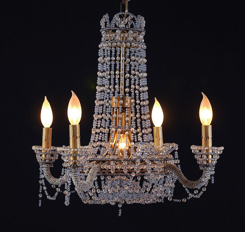 Appraisal: VINTAGE ITALIAN GLASS BEAD CHANDELIER light vintage chandelier frame with