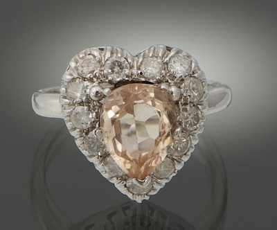 Appraisal: A Ladies' Pink Topaz and Diamond Ring k white gold